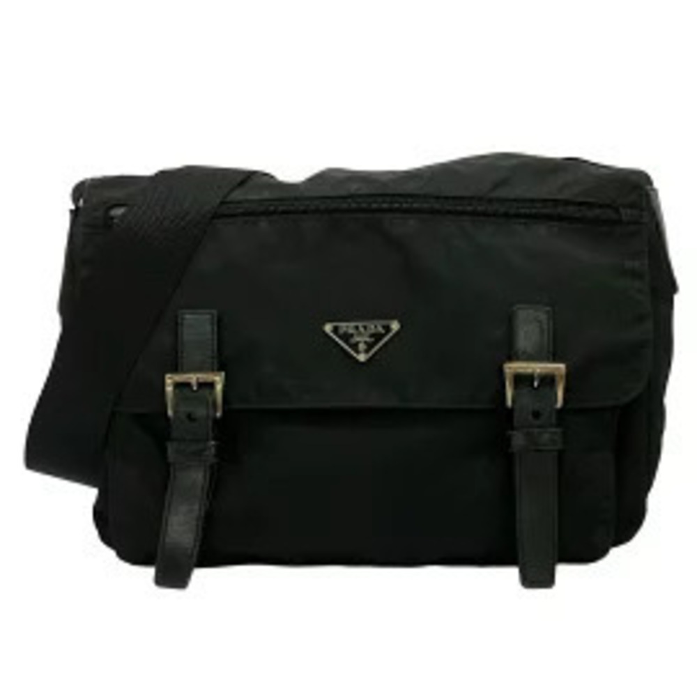 Prada Tessuto Shoulder Bag Black Leather